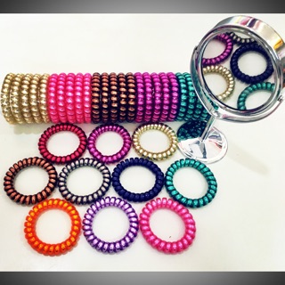 ยางรัดผมแบบเกลียว สีเมทัลลิค วงใหญ่ พร้อมส่ง