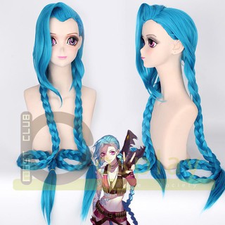 วิกผมเปียสีฟ้าจิงซ์ ลีกออฟลีเจนท์ Character Cosplay league of legends jinx Wigs 120CM