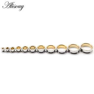 Alisouy 2 ชิ้น Smith Hollow สแตนเลส Flared หูปลั๊กอุโมงค์ Expander Stretcher วัดเนื้อเจาะต่างหูเครื่องประดับ