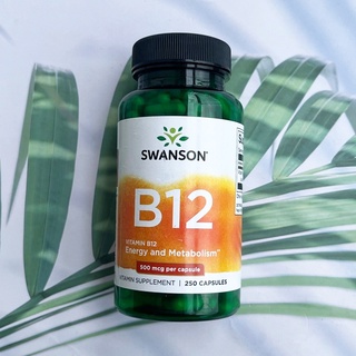 (Swanson®) B12 (Cyanocobalamin) Energy 500 mg 250 Capsules วิตามินบี 12 แบบแคปซูล