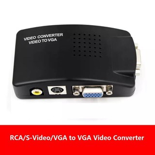 อะแดปเตอร์AV To VGA RCA VGA Converter PCแล็ปท็อปทีวีRCAคอมโพสิตS-Video AVเข้าPC VGAจอแอลซีดีแปลงกล่องสีดำ