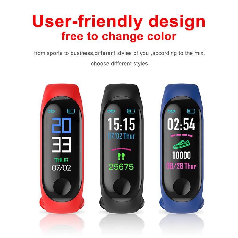 M3 นาฬิกาข้อมือเพื่อสุขภาพ Smart Watch นับก้าวเดิน วัดเต้นหัวใจ Bluetooth รองรับ IOS&Android สินค้าข