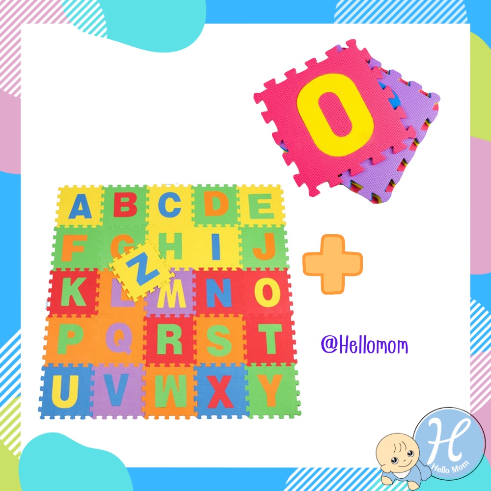 [ส่งแมส] แผ่นรองคลานจิ๊กซอร์ ลาย ABC+ตัวเลข 0-9 (36 แผ่น) EVA รองคลาน กันกระแทก ขนาด 30x30cm ปูพื้น