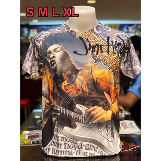 เสื้อวง Jimi Hendrix OVP (โอเวอร์ปริ้นท์) แขนสั้น ผ้าคอตตอนผสมโพลี พิมลายทั้งตัว