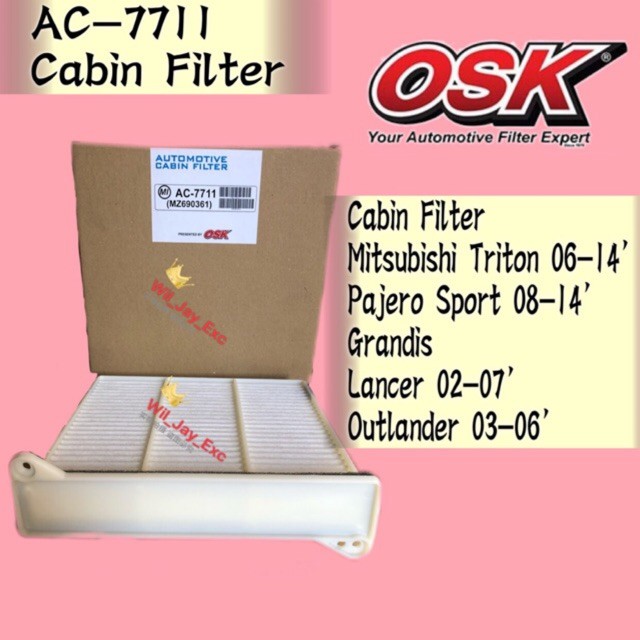 OSK AC-7711 CABIN FILTER MITSUBISHI TRITON, PAJERO SPORT,GRANDIS,LANCER GLX AC-7711 AIR COND FILTER