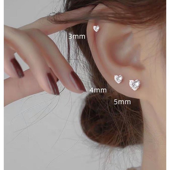 74_goodgift_station - ต่างหูเงิน 92.5 เพชรรูปทรงหัวใจ (s925 sterling silver heart-shaped earrings)