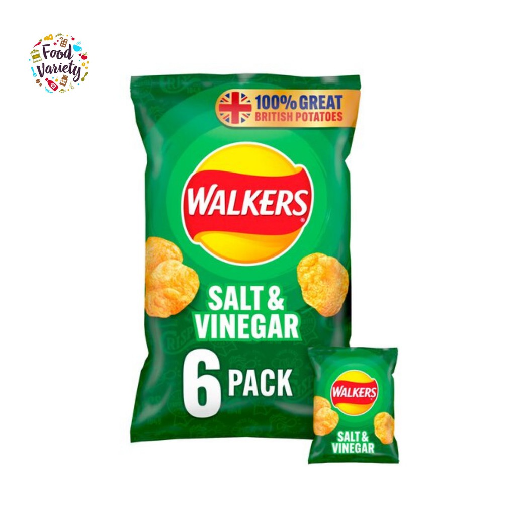 [Best Before 14-Feb-2026]Walkers Salt & Vinegar Crisps 6X25g