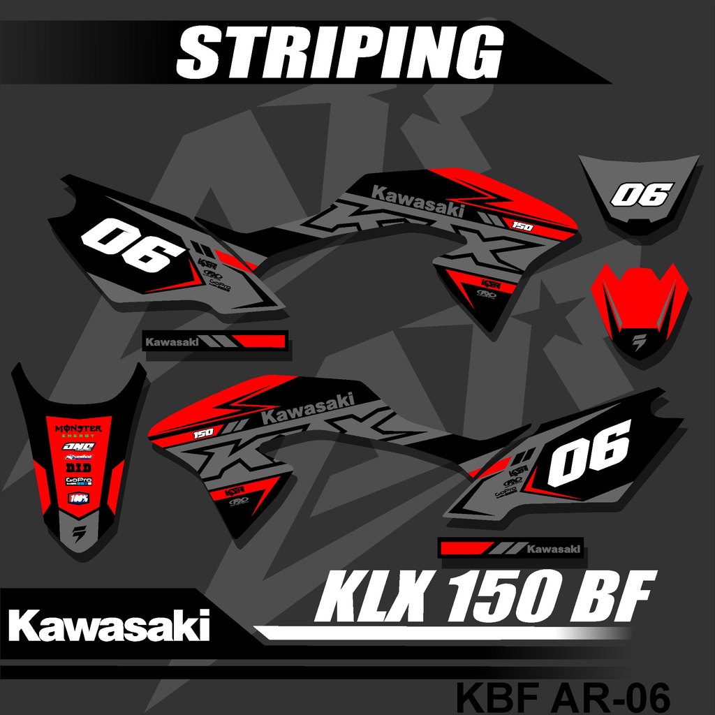 สติกเกอร์ Trim Striping สติกเกอร์ KLX 150 G/BF/SE กราฟิก AR 06 หลากหลาย