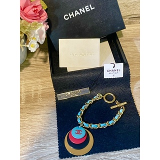 สร้อยข้อมือ  Auth CHANEL Gold Light Blue Multi Hardware Plastic Bracelet