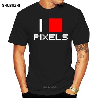 เสื้อยืดแขนสั้น ผ้าฝ้าย พิมพ์ลาย I Heart Pixels Geek Nerd สําหรับผู้ชาย มี 6 สีสามารถปรับแต่งได้