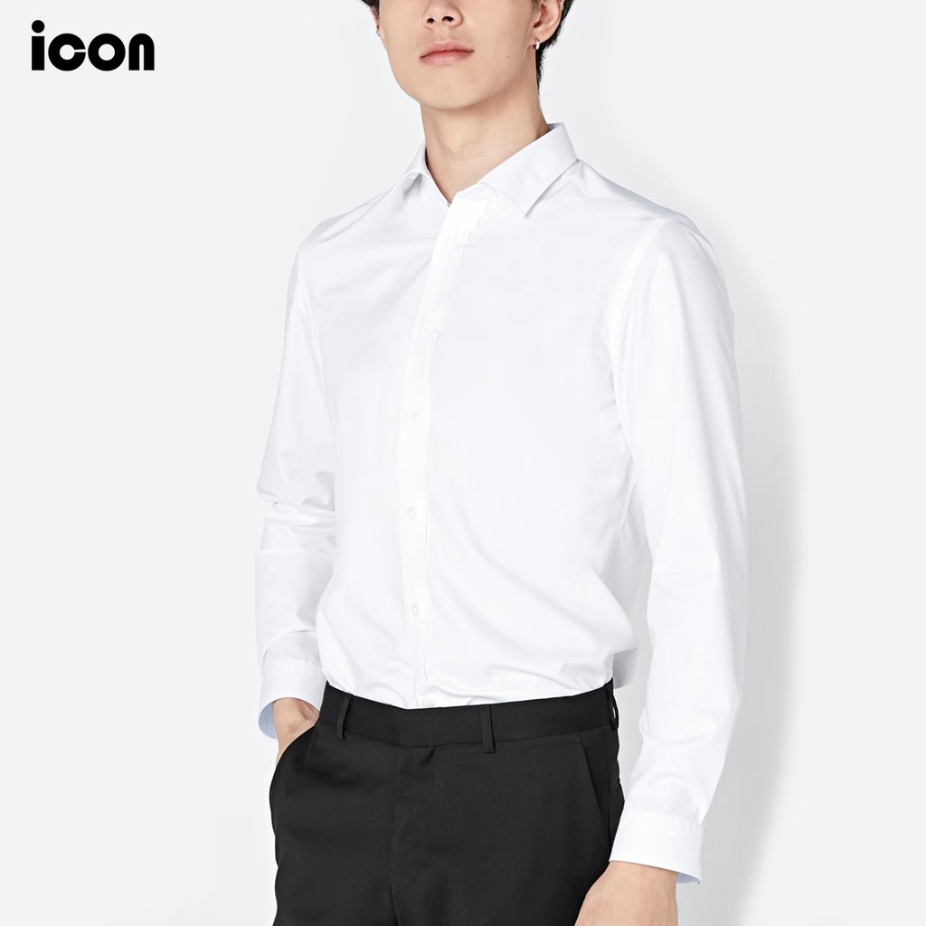 icon (ไอคอน) เสื้อเชิ้ตผู้ชาย แขนยาว  มีให้เลือก 2 สี  ทอลาย DOBBY ผลิตจากผ้าคอตตอน ทรงสมาร์ท - IAB9