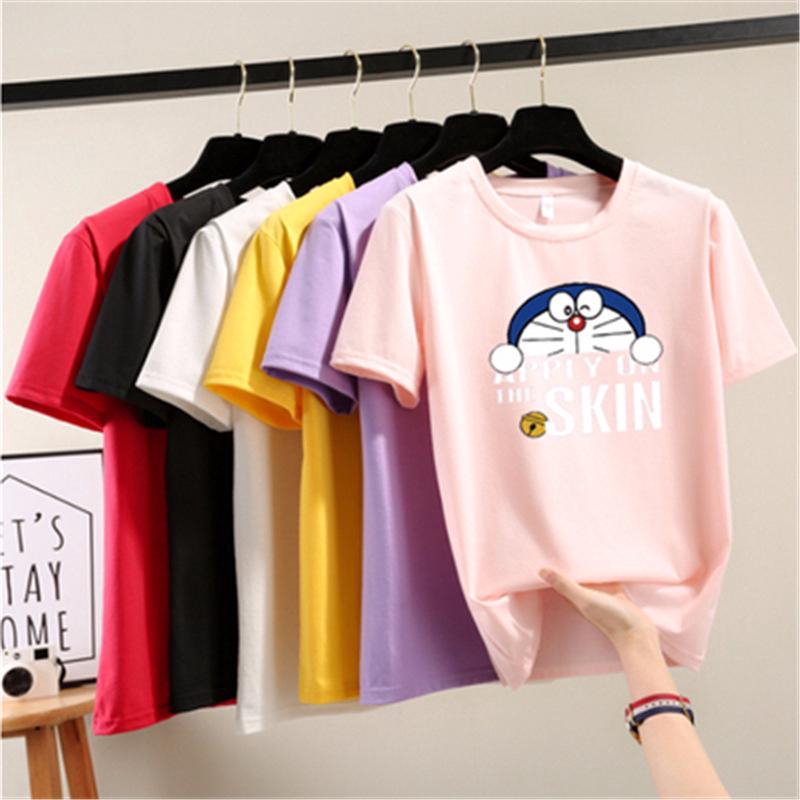 Women T Shirt Murah Plus  Size  Doraemon Print Basic Tee 