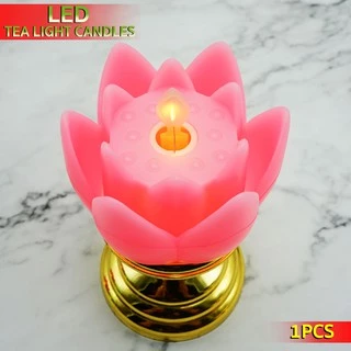 เชิงเทียนดอกบัวLED แบบใส่ถ่าน เทียนLED สีเหลือง (วอม) เทียน เชิงเทียน เทียนประดับ No.RP465