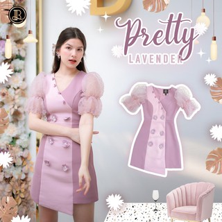 BLT BRAND การันตีเสื้อผ้าแบรนด์แท้ มินิเดรส สีชมพูแขนซีฟอง PSETTY LAVENDER