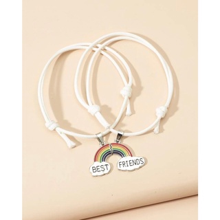 สร้อยข้อมือพร้อม Rainbow charm 2 ชิ้น สีขาว