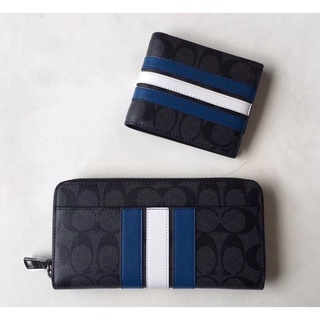 Coach 26072 26070 Varsity Stripe Men Women Long Short Wallet Purse Wallet Men Women