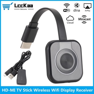 Lcckaa ดองเกิลรับสัญญาณทีวีไร้สาย 1080P HDMI TV Stick 2.4G Wifi Miracast Airplay DLNA TV