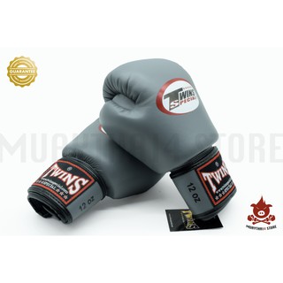 นวมชกมวย TWINS SPECIAL BOXING GLOVES BGVL-3 Grey นวมต่อยมวย หนังแท้ สีเทา