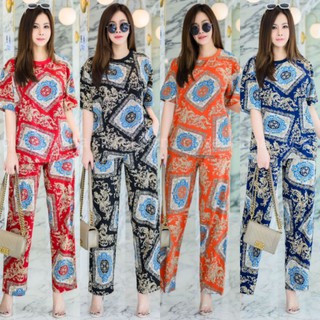 ชุดเซ็ท​สาว​อวบ​ เสื้อคอกลม แขนสั้น+กางเกงขายาว