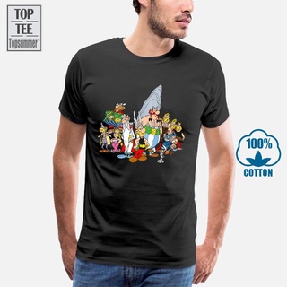 [S-5XL] เสื้อยืดแขนสั้น พิมพ์ลายการ์ตูน Asterix And Obelix The Gaul สีดํา สําหรับผู้ชาย S 5 511886