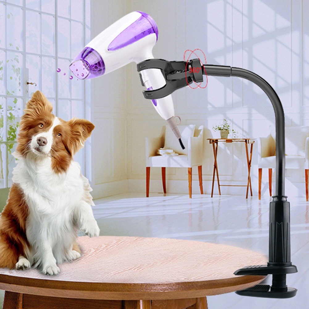 Aluminum Grooming Hands Free 360 Degree Rotation Dog Hair Dryer Holder Home Cat Table Clip Rack