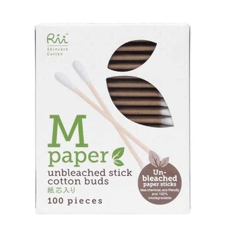 Rii M Paper Unbleached Stick Cotton Buds 100 pcs/Box