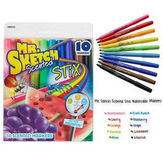 Mr. Sketch 1905313 Washable Scented Markers, STiX Tip, Assorted Colors ปากกามาร์คเกอร์หัวเล็กแพค 10 ด้าม