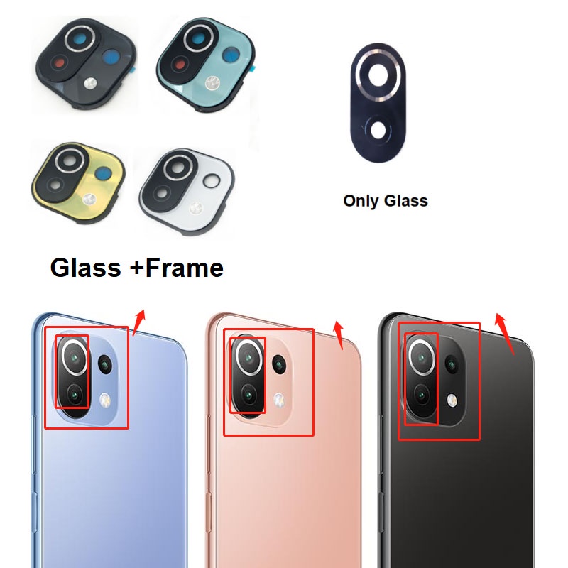 กระจกกล้องหลังใหม่สําหรับXiaomi MI 11 Liteฝาครอบเลนส์กล้องด้านหลังพร้อมกรอบกาวสติกเกอร์กาวM2101K9AG 