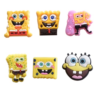 Spongebob Jibbitz เสน่ห์รองเท้า Crocs อุปกรณ์รองเท้า  อุปกรณ์เสริมหัวเข็มขัด PVC สําหรับตกแต่งรองเท้า