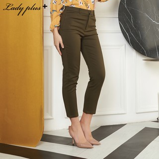 Lady Plus กางเกงขายาว 7 ส่วน | Cropped Pants 6072PM กางเกงทำงาน ทรงสลิม สีเขียว