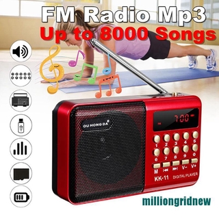 Mlls เครื่องเล่น MP3 วิทยุ FM USB TF ดิจิทัล แบบพกพา ขนาดเล็ก ชาร์จได้