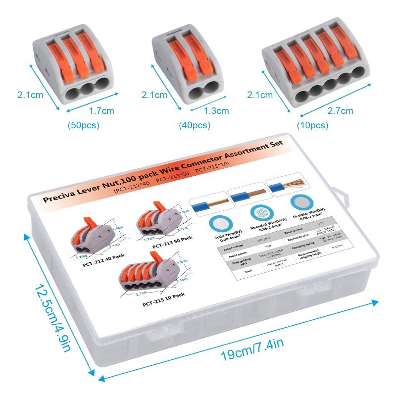 Pcs Conductor Terminal Push Wire Wiring Connector Quick Connection Terminal Block Soft Hard