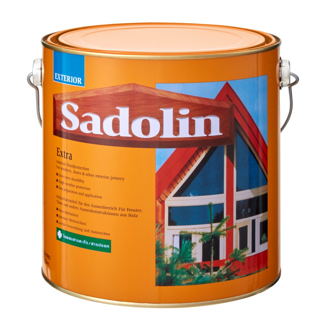 Sadolin Extra ซาโดลิน สีย้อมไม้ชนิดเงา เนื้อสีผลิตจาก อัลขีดเรซิ่น ทนทานกว่าสีย้อมไม้ทั่วไป 5 เท่า