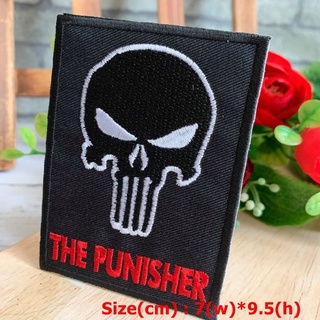 กะโหลก Punisher ตัวรีดติดเสื้อ อาร์มรีด อาร์มปัก ตกแต่งเสื้อผ้า หมวก กระเป๋า แจ๊คเก็ตยีนส์ Dark Embroidered Iron on P...