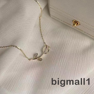 Bigmall- สร้อยคอโซ่ จี้ดอกทิวลิป หรูหรา ระดับไฮเอนด์ เครื่องประดับ สําหรับผู้หญิง ของขวัญวันเกิด