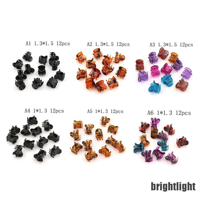 (Brightlight) กิ๊บติดผมพลาสติก สีดํา ขนาดเล็ก 12 ชิ้น