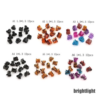 (Brightlight) กิ๊บติดผมพลาสติก สีดํา ขนาดเล็ก 12 ชิ้น