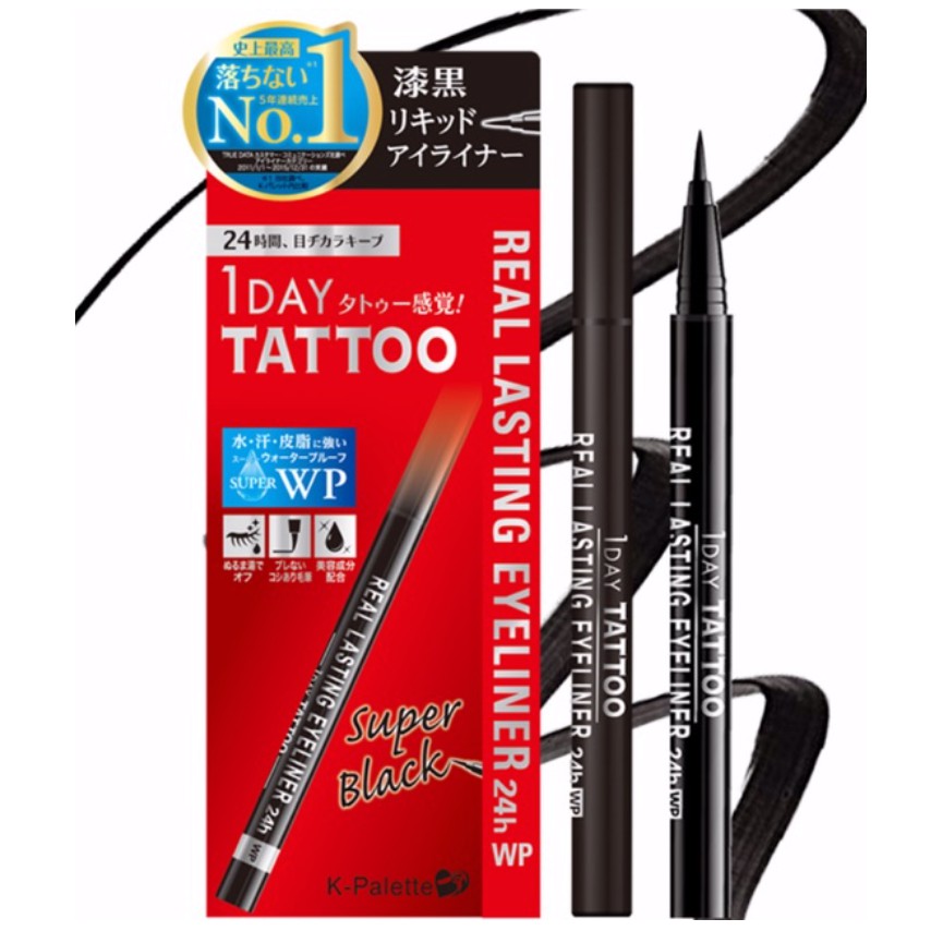 💟 K-palette 1 day tattoo eyeliner สีดำ Super black