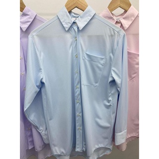 Mango Oversize cotton shirt  เสื้อเชิ๊ตทรงโอเวอร์ไซส์ ชายเสื้อหน้าสั้น-หลังยาว เนื้อผ้าตอตต้อน ผ้าเนื้อนิ่ม ผ้าไม่ยืด