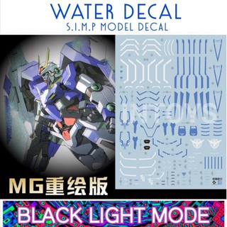 Water Decal MG 1/100 GUNDAM 00 Seven Sword/G  ยี่ห่อ S.I.M.P. Model Decal​ ( เรืองแสงในแสงแบล็คไลท์ )