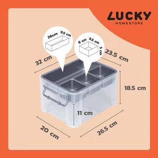 LUCKY HOME กล่องเครื่องมือมีฝาปิดและหูหิ้ว HK-09ขนาด (กว้าง x ยาว x สูง): 32 x 23.2 x18.5 cm (9 L)