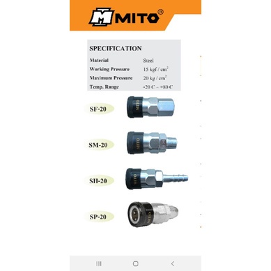 Mito คอปเปอร์ลม หัวดำ เกลียวนอก 3/8pt 3หุน sm30