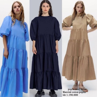 Zara Poplin Tiered Maxi Dress ชุดเดรสยาว ผ้าฝ้าย สําหรับสตรี