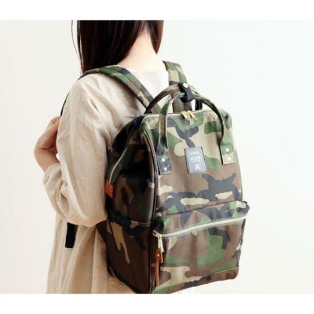 กระเป๋าเป้ anello ลายทหาร ไม่แท้ มือสอง