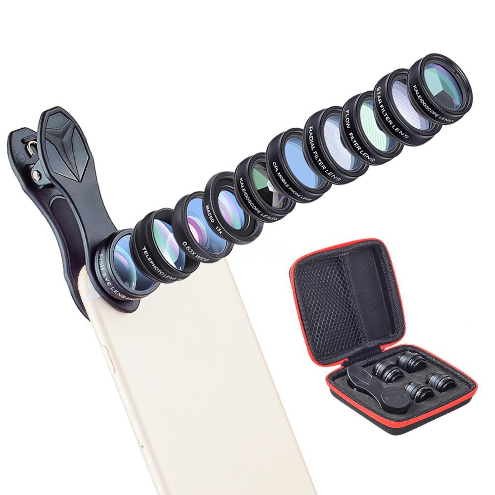 APEXEL 10-in-1 Phone Lens Kit With 22X Telephoto Lens 198° Fisheye Lens Kaleidoscope Lens 0.63X Wide Angle Lens 15x Macro Lens Various Filter Lens Universal Clip Storage Box Replac I.288260422 - View #13