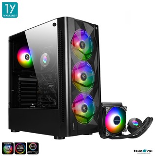 ราคาเคสคอมพิวเตอร์ Tsunami Coolman 190-2 KK(Liquid Combo) Ablaze ARGB*3/CM-120 Tempered ATX Gaming Case (รับประกันสินค้า 1 ปี)