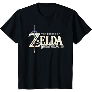 เสื้อยืดผู้ เสื้อยืดแขนสั้น คอกลม ผ้าฝ้าย พิมพ์ลายโลโก้ Nintendo Zelda Breath of the Wild แฟชั่นฤดูร้อน สําหรับผู้ชาย S-