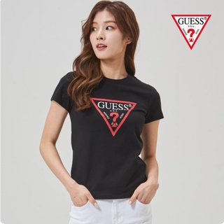 [GUESS Korea] เสื้อยืดแขนสั้น CP ทรงสามเหลี่ยม ของแท้ 100% สําหรับผู้หญิง