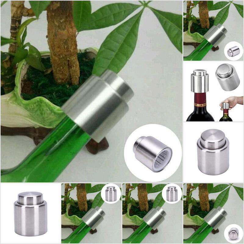 【GoldenSilver】1X Stainless Steel Vacuum Sealed Red Wine Storage Bottle Stopper Plug Bottle Cap