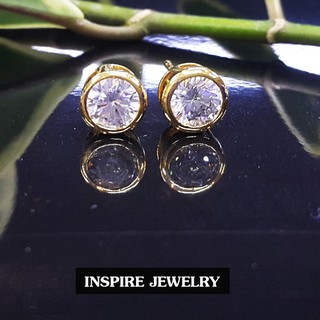 INSPIRE JEWELRY  ต่างหูฝังเพชรสวิส  size SS งานเพชร CZ แท้ ราคาเบาๆ เพชรวิ้งเจิดจรัสที่สุดในสามโลก